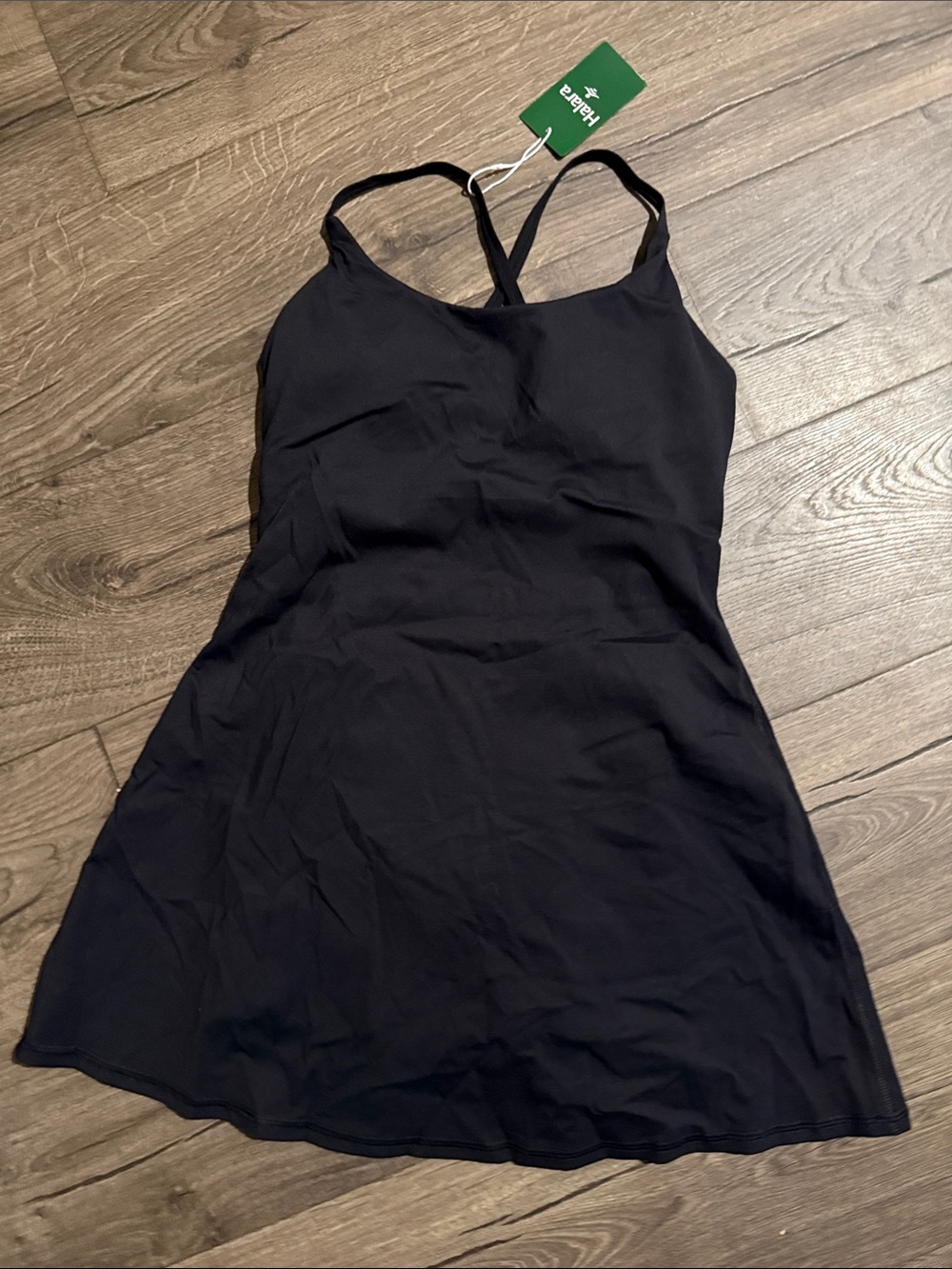 HALARA Black Mini Slip Dress with Crisscross Straps